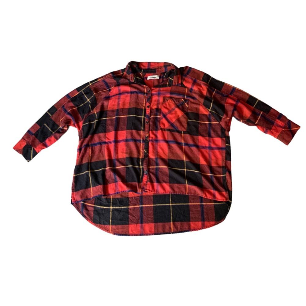 Urban Outfitters Plaid Button Down Shirt‎ Flannel Red Black Size XL